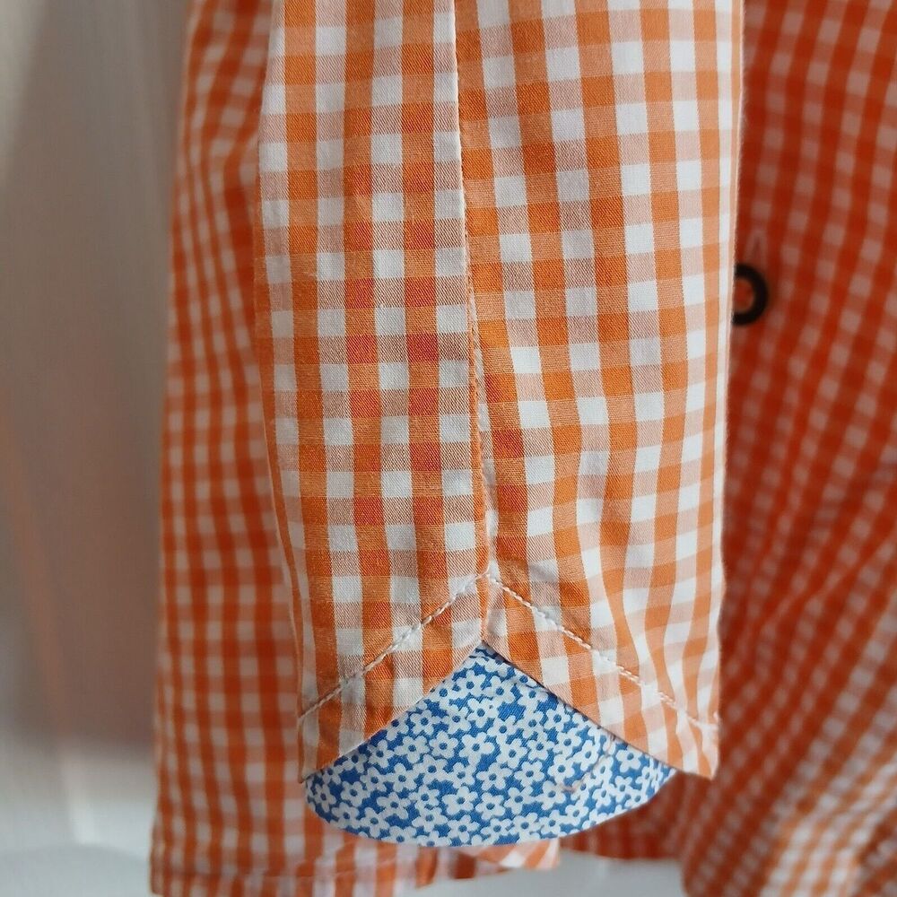 Tommy Bahama Dress Shirt Men L Orange Check Long Sleeve Button Up Pima Cotton - Picture 3 of 15